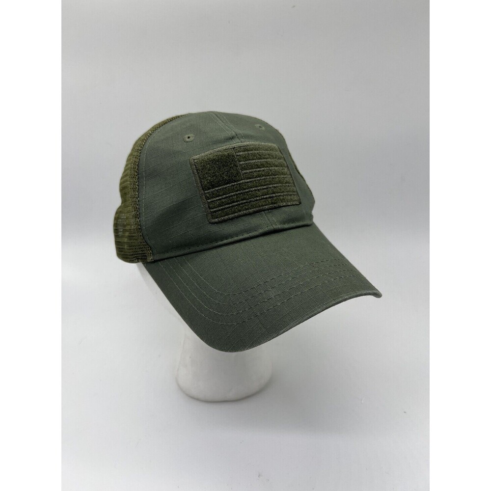 Highland Tactical Hat Cap Snap Back One Size Green Mesh Trucker USA Flag Mens